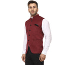 Veera Paridhaan Plain Chinese Collar Sleeveless Cotton Poly Nehru Jacket-27