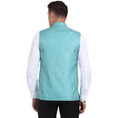 Veera Paridhaan Green Jute solid Nehru Jacket-5