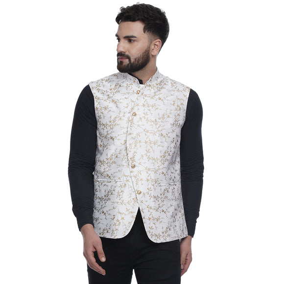 Veera Paridhaan  Jacquard Printed  Silk Nehru Jacket