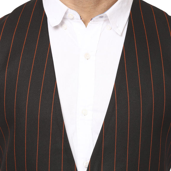 Veera Paridhaan Striped Round Neck Sleeveless Cotton Poly Waist Coat
