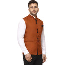 Veera Paridhaan Plain Chinese Collar Sleeveless Cotton Poly Nehru Jacket-36