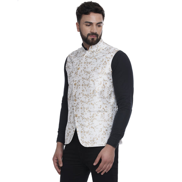 Veera Paridhaan  Jacquard Printed  Silk Nehru Jacket