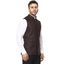 Veera Paridhaan Checkered Chinese Collar Sleeveless Cotton jute Nehru Jacket-9