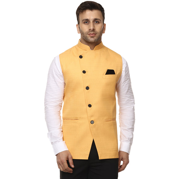 Veera Paridhaan Plain Chinese Collar Sleeveless Cotton Poly Nehru Jacket