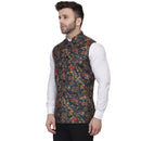 Veera Paridhaan Jute Multi Print Blue Nehru Jacket-2