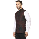 Veera Paridhaan Checkered Chinese Collar Sleeveless Cotton jute Nehru Jacket-8