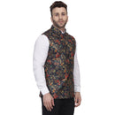 Veera Paridhaan Jute Multi Print Blue Nehru Jacket-3