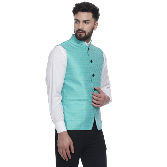 Veera Paridhaan  Jacquard Printed  Silk Nehru Jacket