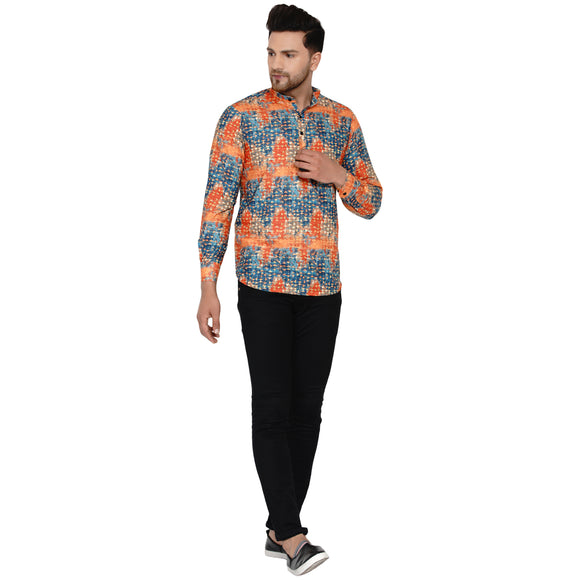 Veera Paridhaan Men's Cotton Printed Full Sleeve Short kurta