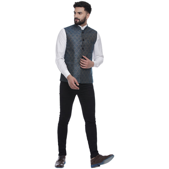 Veera Paridhaan  Jacquard Printed  Silk Nehru Jacket