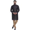 Veera Paridhaan Men's Ethnic Blue Jacquard Printed  Long  Straight Kurta-2
