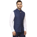 Veera Paridhaan Plain Chinese Collar Sleeveless Cotton Poly Nehru Jacket-30