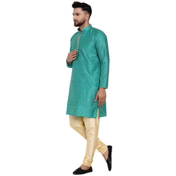 Veera Paridhaan Men's Ethnic Jacquard Full Sleeve Printed Long kurta Set