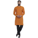 Veera Paridhaan Men's Ethnic  Yellow Rayon Side Button Long  Straight Kurta-1