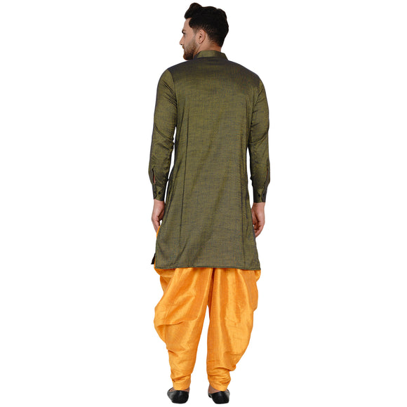 Veera Paridhaan Men's Rayon Side Pattern Full Sleeve long Straight kurta