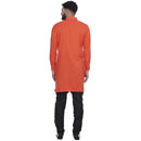 Veera Paridhaan Men's Ethnic Orange Rayon Side Button Long  Straight Kurta-5