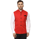 Veera Paridhaan Plain Chinese Collar Sleeveless Cotton Poly Nehru Jacket-13