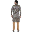 Veera Paridhaan Men's Ethnic Blue Jacquard Multi print  Sherwani Style Long  Straight Kurta-5