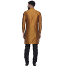 Veera Paridhaan Men's Ethnic Golden Jacquard Printed  Long  Straight Kurta-5