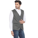 Veera Paridhaan Cotton Poly Striped Waist Coat for Men-16