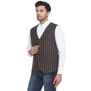Veera Paridhaan Cotton Poly Striped Waist Coat for Men-3